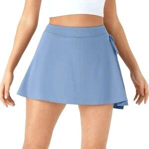 Halara Light Blue Athletic Wrap Tie Skort With Built-In Shorts XL NWT